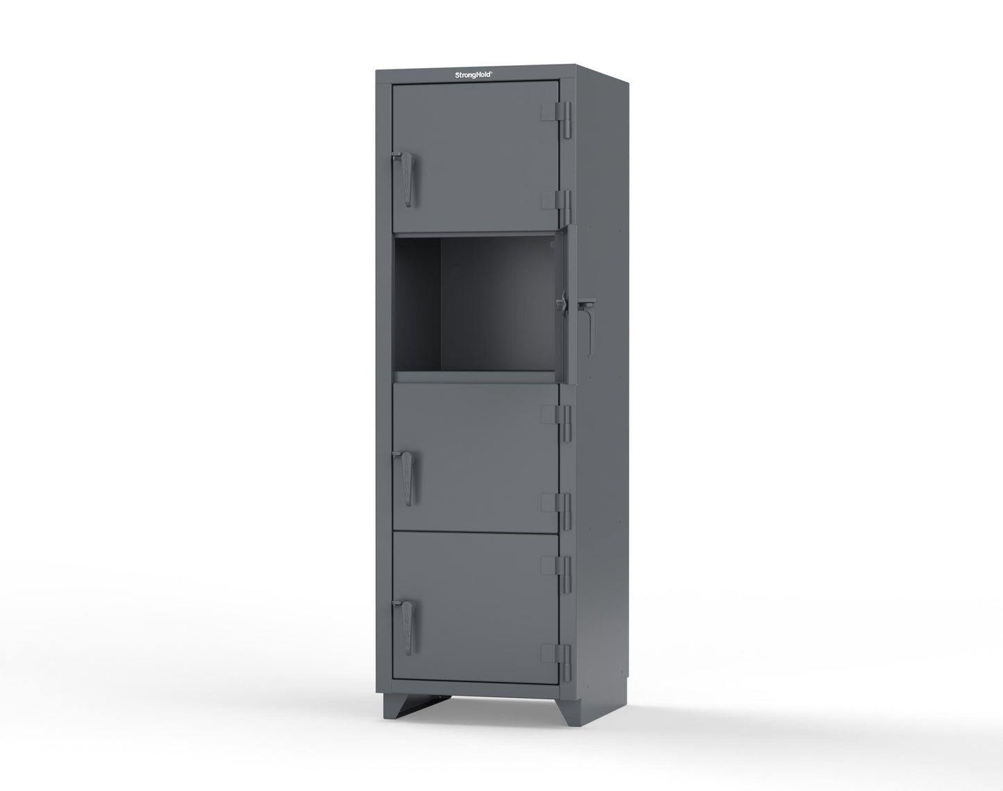 Extra Heavy Duty 14 GA 4-Tier Locker, 4 Compartments - 24 in. W x 24 in. D x 75 in. H - 26-4D-24-4T-L-7024