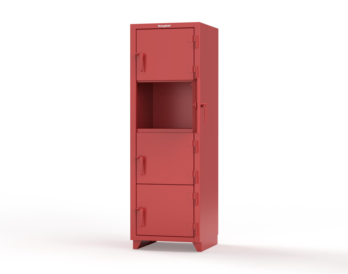 Extra Heavy Duty 14 GA 4-Tier Locker, 4 Compartments - 24 in. W x 24 in. D x 75 in. H - 26-4D-24-4T-L-3001