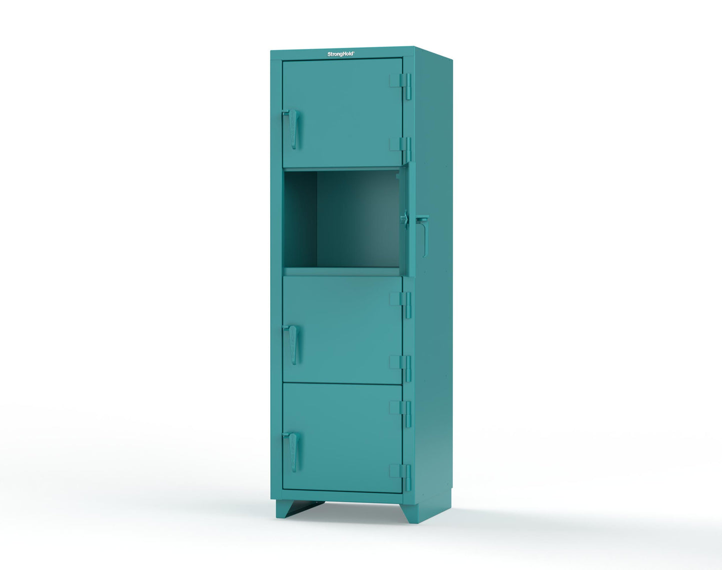 Extra Heavy Duty 14 GA 4-Tier Locker, 4 Compartments - 24 in. W x 24 in. D x 75 in. H - 26-4D-24-4T-L-5021