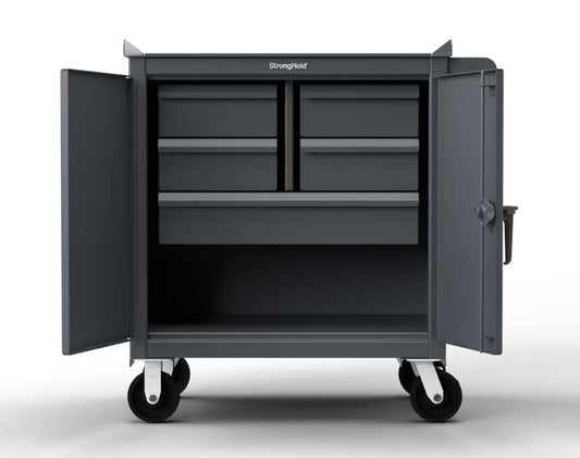Extreme Duty 12 GA Mobile Tool Cart with 7 GA Steel Top, 4 Half-Width Drawers - 36 in. W x 24 in. D x 44 in. H