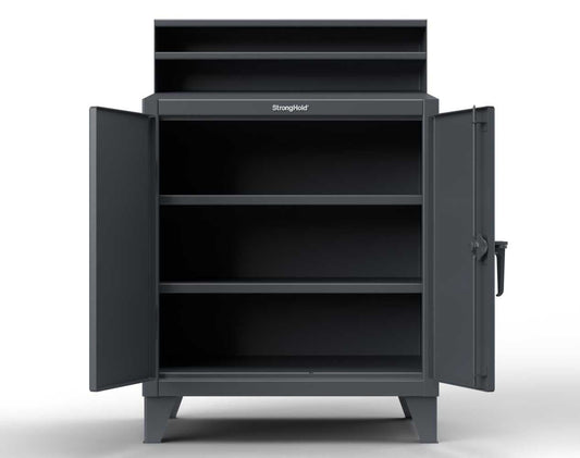 Extreme Duty 12 GA Shop Desk with 2 Shelves, Riser Shelf  - 48 In. W x 28 In. D x 54 In. H