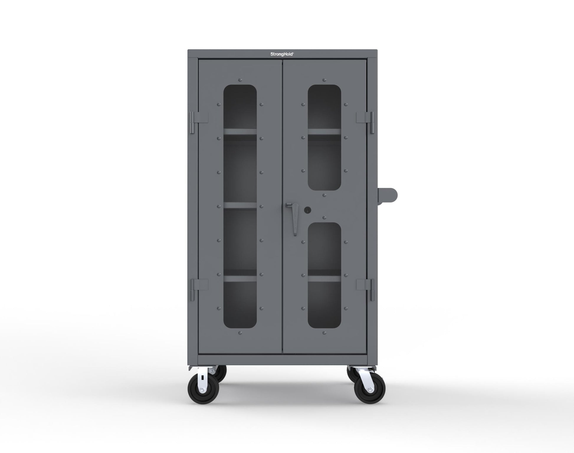 Extra Heavy Duty 14 GA Clearview Mobile Medical Cabinet with Cylinder Lock – 36 In. W x 24 In. D x 68 In. H - 35-LD-243-CL-CA-L-7024