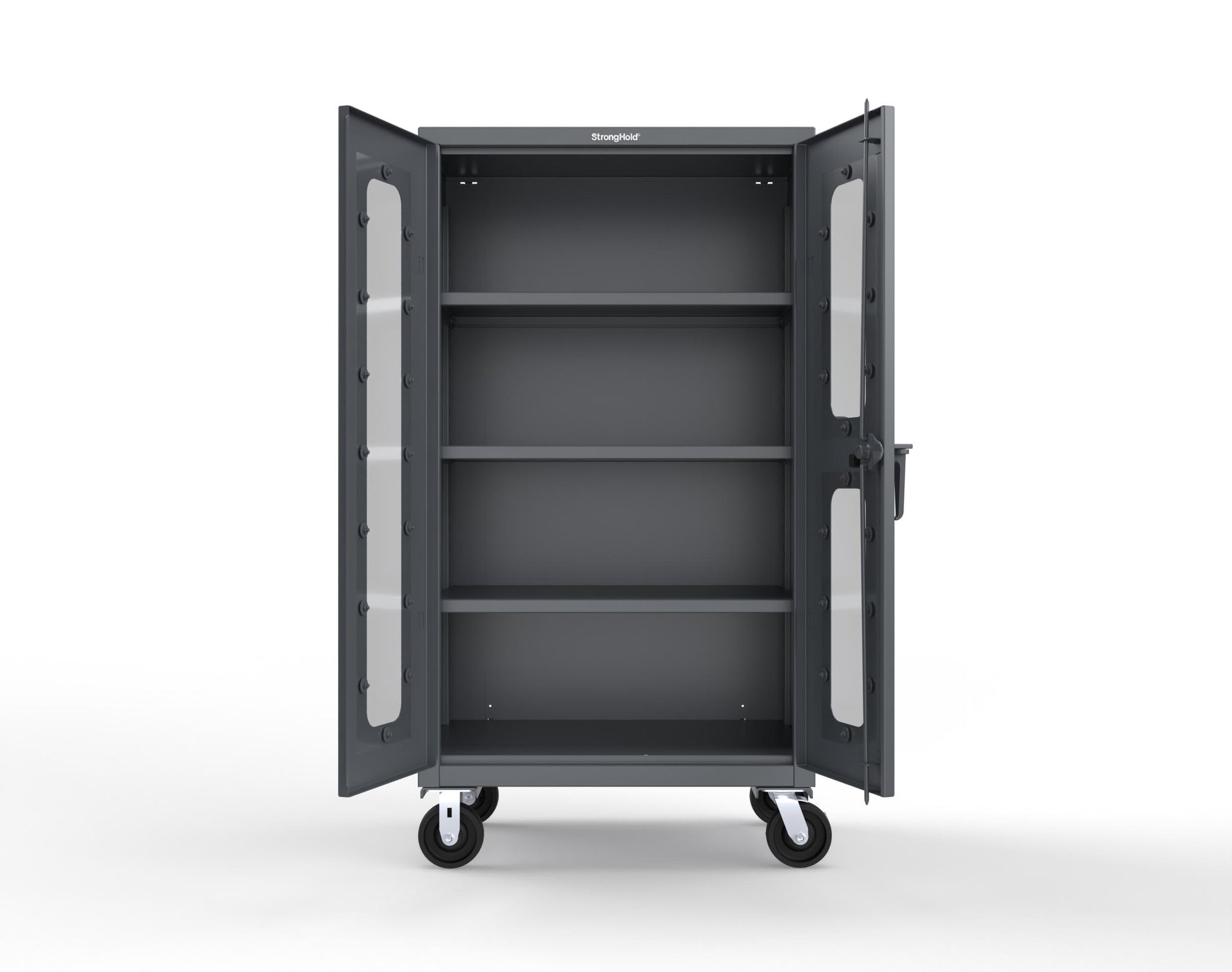 Extra Heavy Duty 14 GA Clearview Mobile Medical Cabinet with Cylinder Lock – 36 In. W x 24 In. D x 68 In. H - 35-LD-243-CL-CA-L-7024