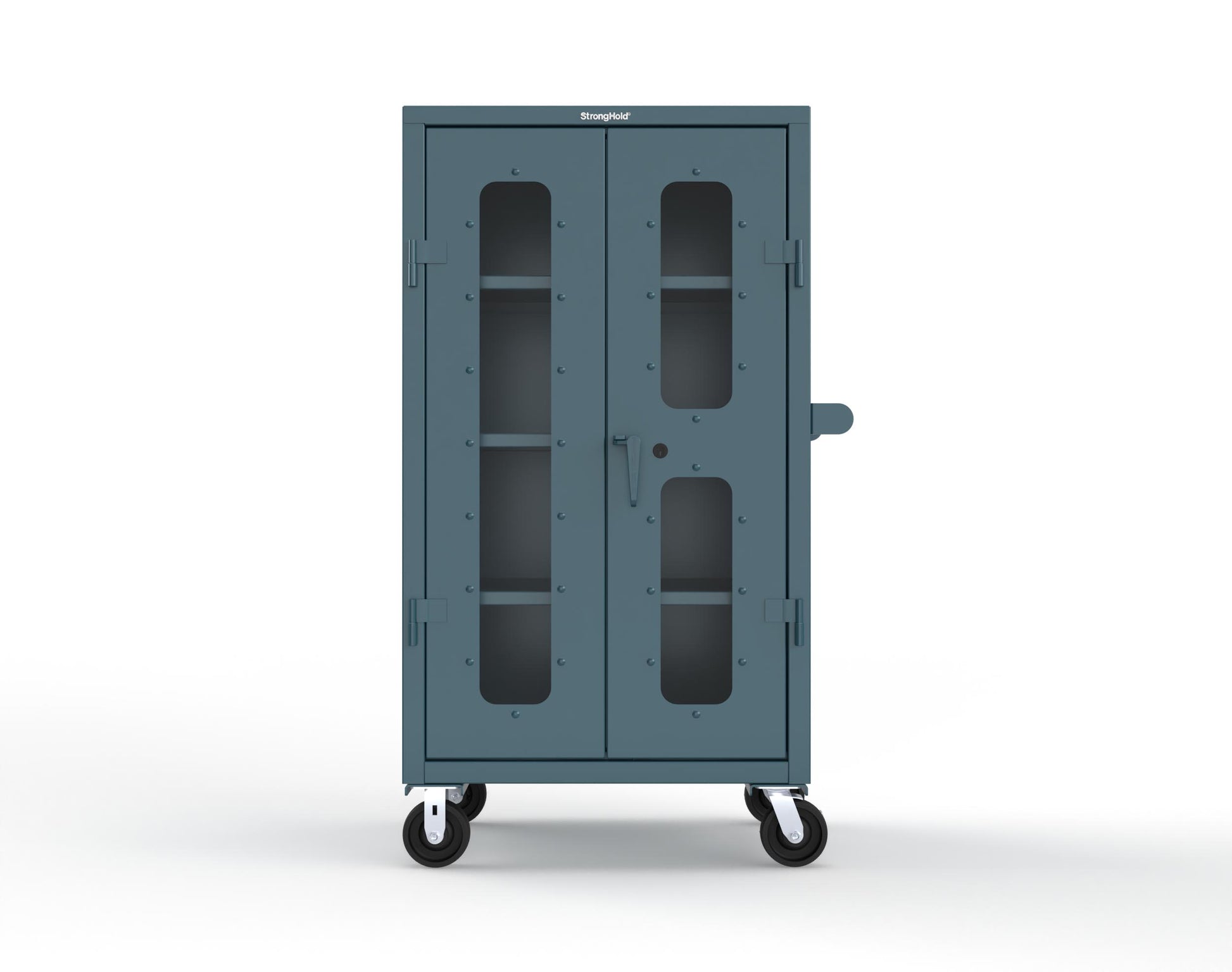 Extra Heavy Duty 14 GA Clearview Mobile Medical Cabinet with Cylinder Lock – 36 In. W x 24 In. D x 68 In. H - 35-LD-243-CL-CA-L-5001