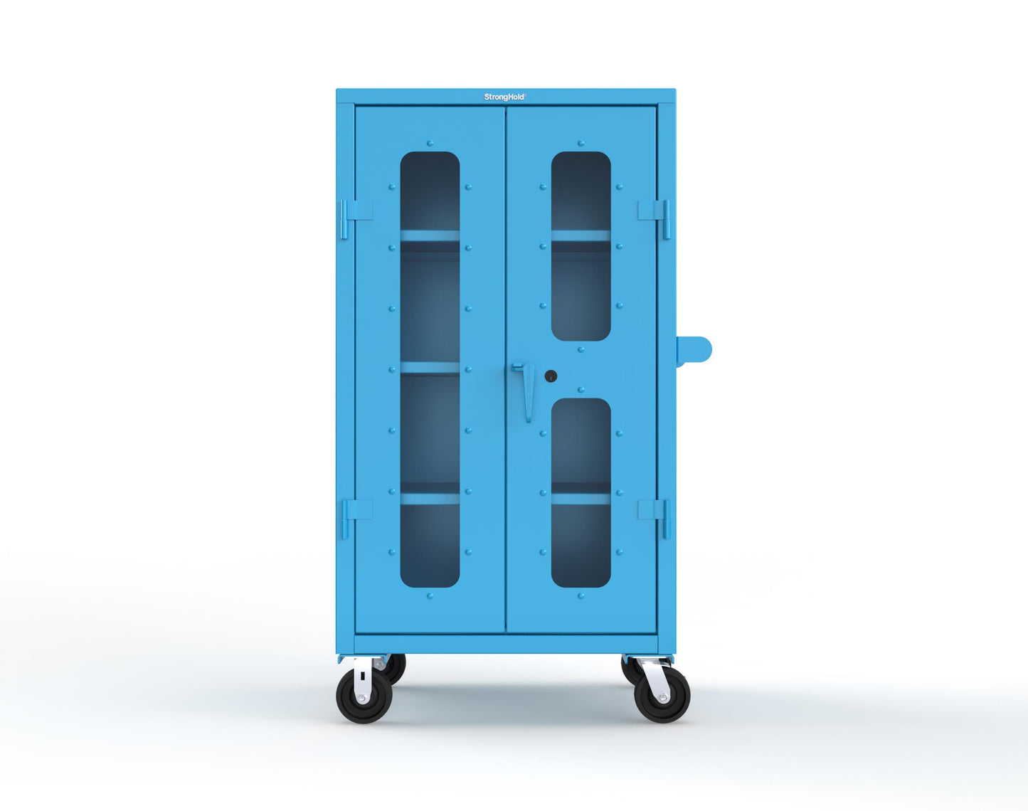Extra Heavy Duty 14 GA Clearview Mobile Medical Cabinet with Cylinder Lock – 36 In. W x 24 In. D x 68 In. H - 35-LD-243-CL-CA-L-5012