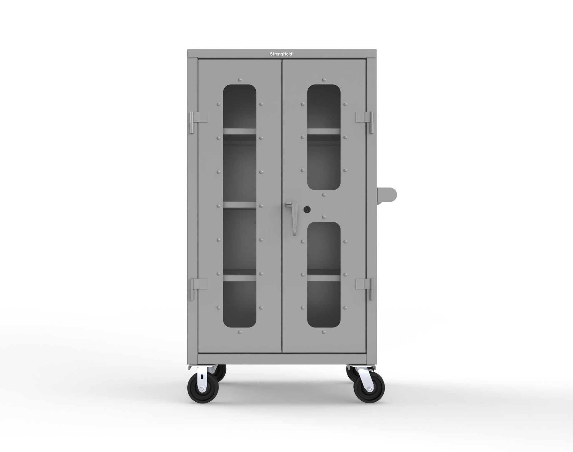 Extra Heavy Duty 14 GA Clearview Mobile Medical Cabinet with Cylinder Lock – 36 In. W x 24 In. D x 68 In. H - 35-LD-243-CL-CA-L-7037