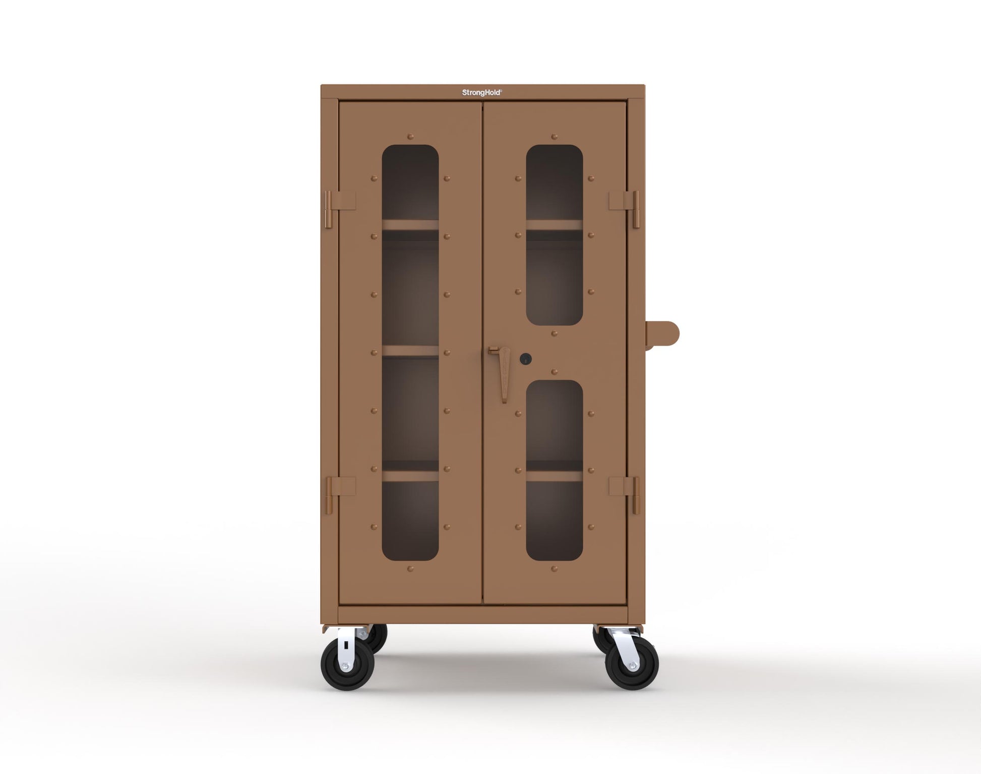 Extra Heavy Duty 14 GA Clearview Mobile Medical Cabinet with Cylinder Lock – 36 In. W x 24 In. D x 68 In. H - 35-LD-243-CL-CA-L-8008