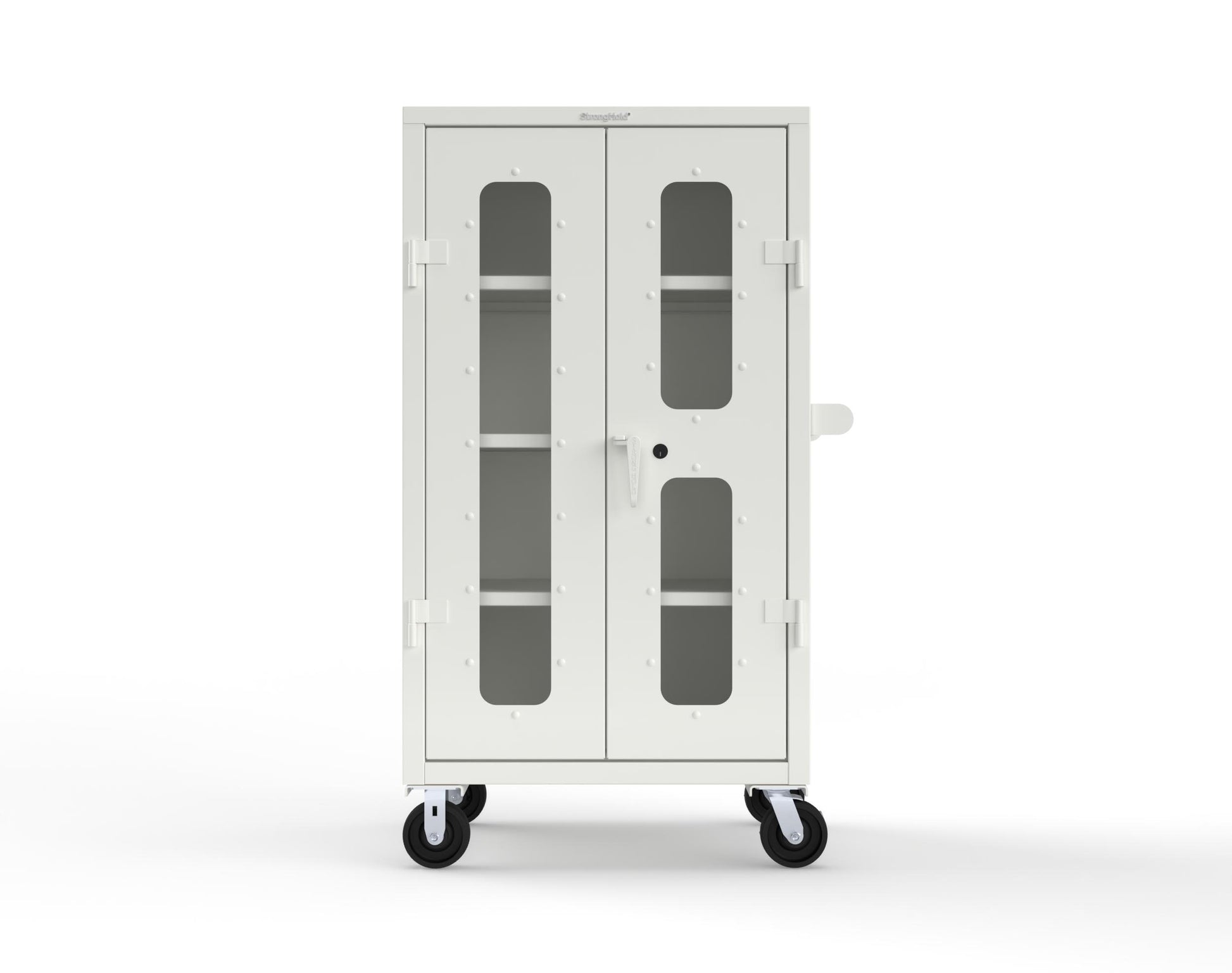 Extra Heavy Duty 14 GA Clearview Mobile Medical Cabinet with Cylinder Lock – 36 In. W x 24 In. D x 68 In. H - 35-LD-243-CL-CA-L-9003