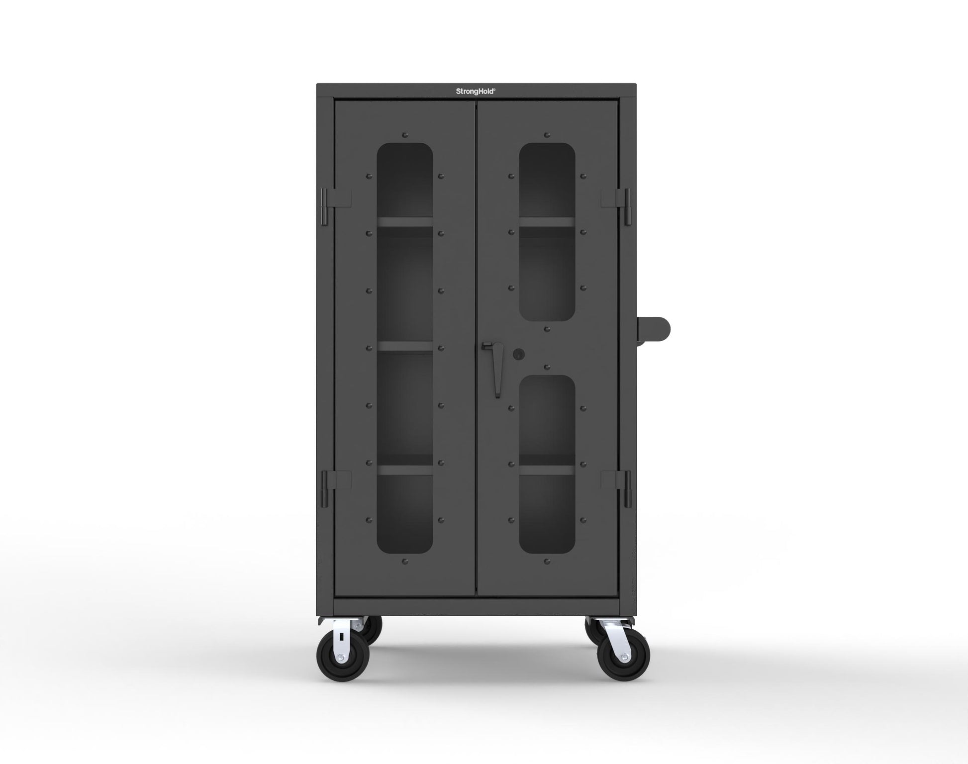Extra Heavy Duty 14 GA Clearview Mobile Medical Cabinet with Cylinder Lock – 36 In. W x 24 In. D x 68 In. H - 35-LD-243-CL-CA-L-9005