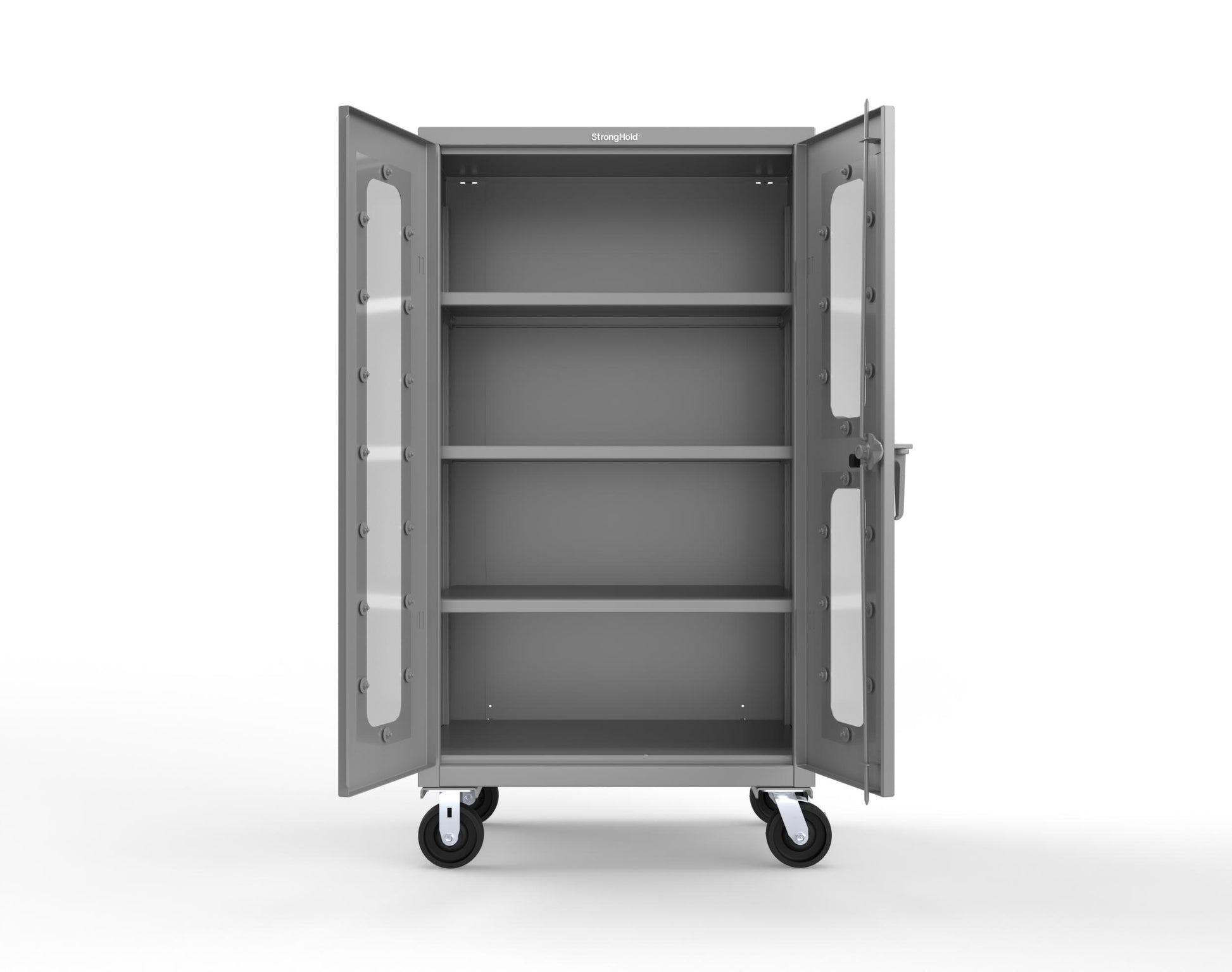Extra Heavy Duty 14 GA Clearview Mobile Medical Cabinet with Cylinder Lock – 36 In. W x 24 In. D x 68 In. H - 35-LD-243-CL-CA-L-7037