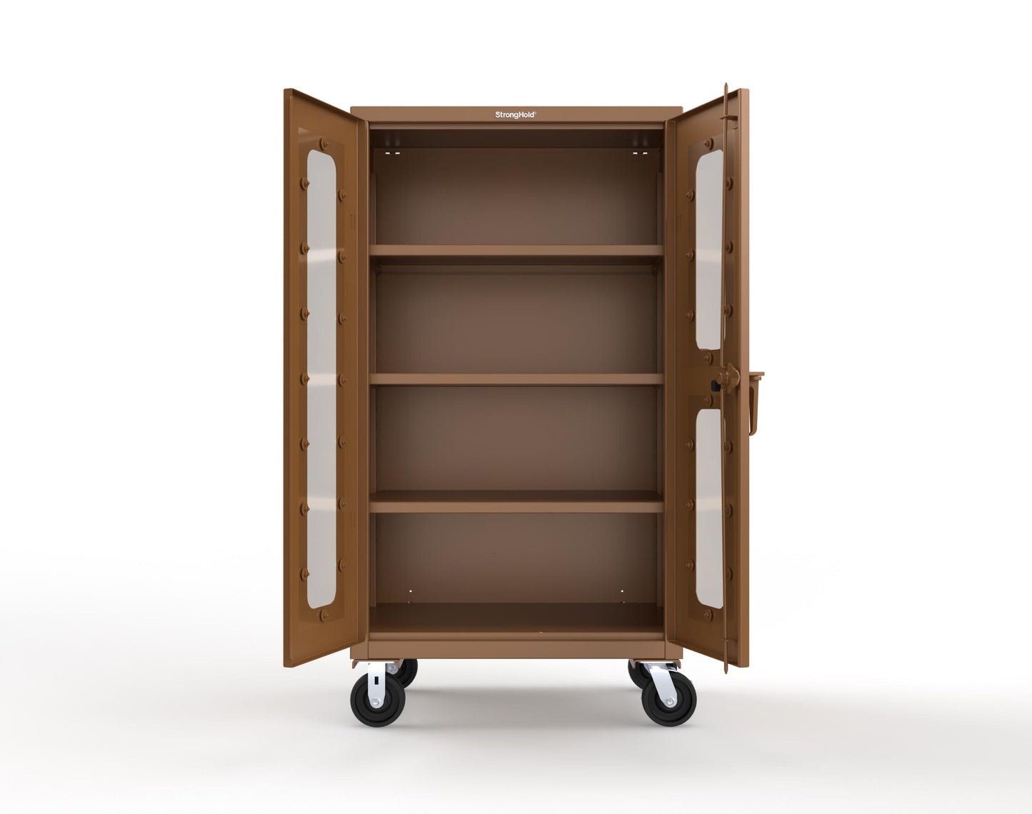 Extra Heavy Duty 14 GA Clearview Mobile Medical Cabinet with Cylinder Lock – 36 In. W x 24 In. D x 68 In. H - 35-LD-243-CL-CA-L-8008