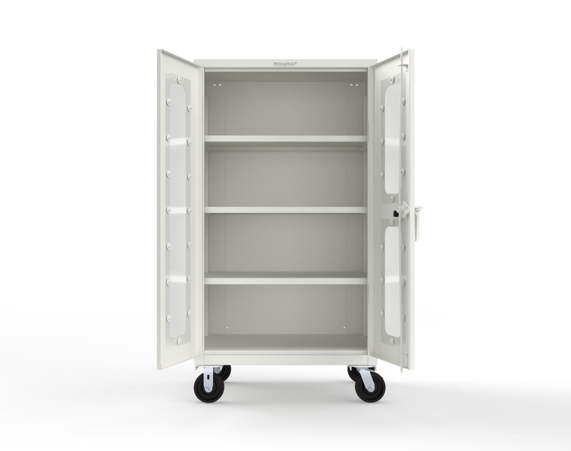Extra Heavy Duty 14 GA Clearview Mobile Medical Cabinet with Cylinder Lock – 36 In. W x 24 In. D x 68 In. H - 35-LD-243-CL-CA-L-9003