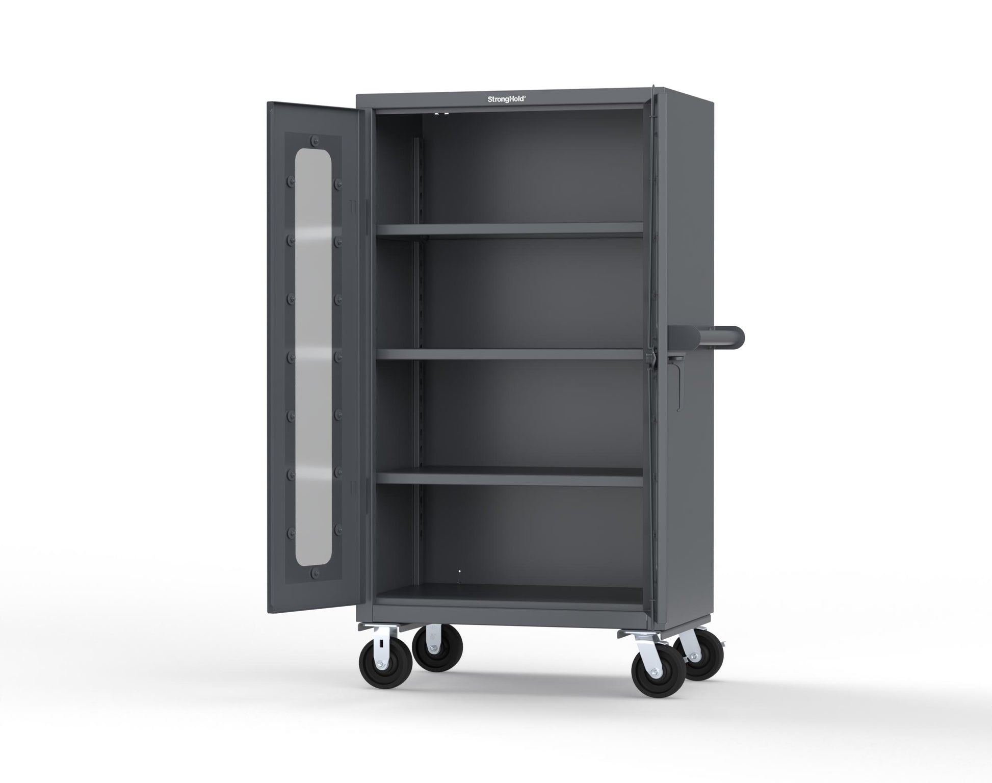 Extra Heavy Duty 14 GA Clearview Mobile Medical Cabinet with Cylinder Lock – 36 In. W x 24 In. D x 68 In. H - 35-LD-243-CL-CA-L-7024