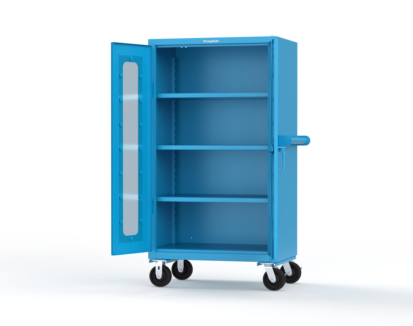Extra Heavy Duty 14 GA Clearview Mobile Medical Cabinet with Cylinder Lock – 36 In. W x 24 In. D x 68 In. H - 35-LD-243-CL-CA-L-5012