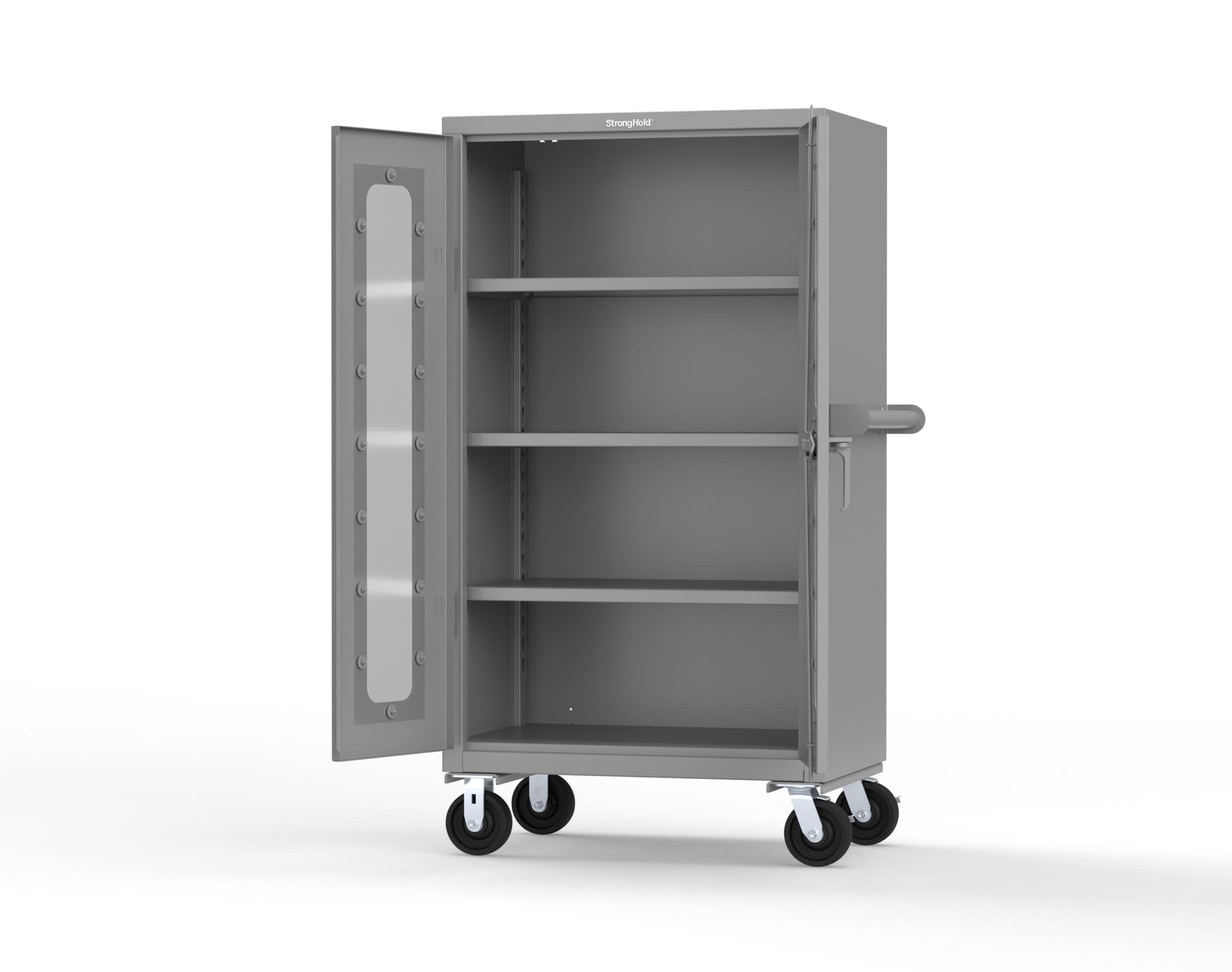 Extra Heavy Duty 14 GA Clearview Mobile Medical Cabinet with Cylinder Lock – 36 In. W x 24 In. D x 68 In. H - 35-LD-243-CL-CA-L-7037
