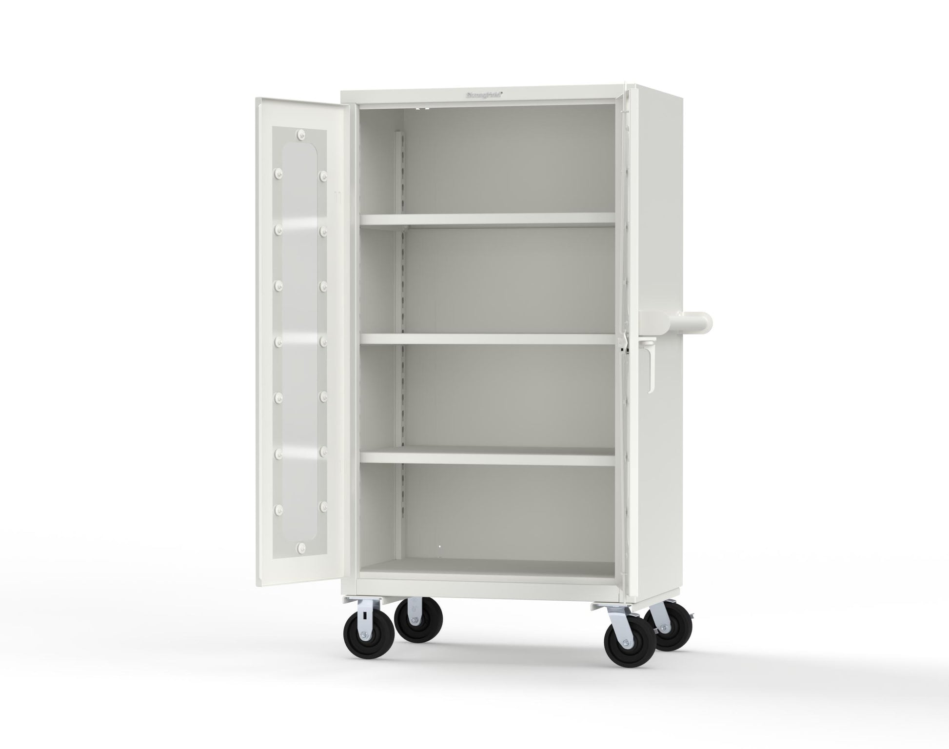 Extra Heavy Duty 14 GA Clearview Mobile Medical Cabinet with Cylinder Lock – 36 In. W x 24 In. D x 68 In. H - 35-LD-243-CL-CA-L-9003