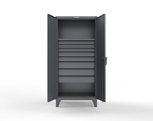 Extreme Duty 12 GA Cabinet with 8 Drawers, 1 Shelf - 36 In. W x 24 In. D x 78 In. H - 36-241-8DB-7024