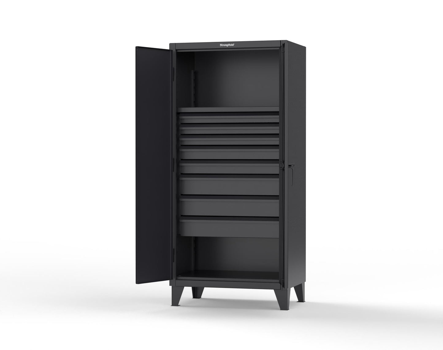 Extreme Duty 12 GA Cabinet with 8 Drawers, 1 Shelf - 36 In. W x 24 In. D x 78 In. H - 36-241-8DB-9005