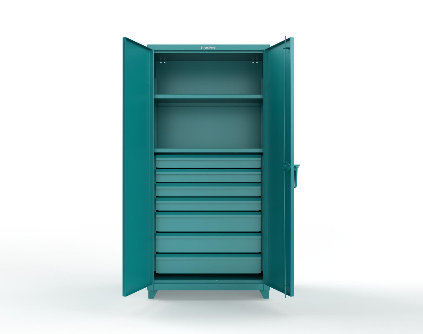 Extra Heavy Duty 14 GA Cabinet with 7 Drawers, 2 Shelves - 36 In. W x 24 In. D x 75 In. H - 36-242-7DB-L-5021