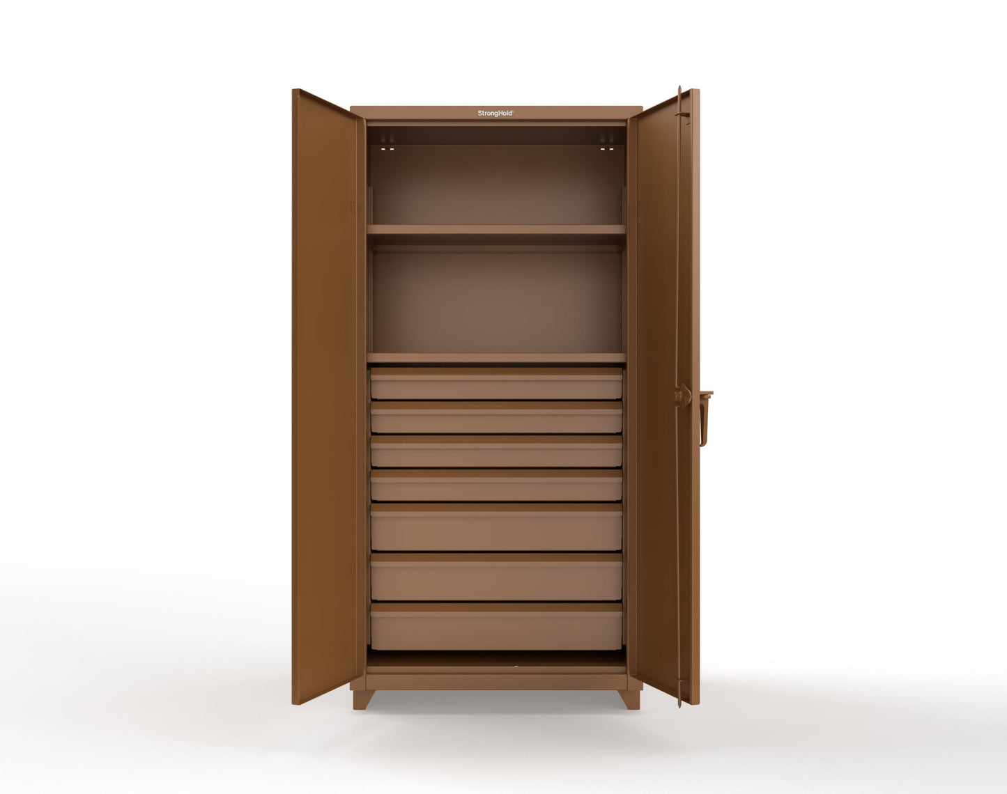 Extra Heavy Duty 14 GA Cabinet with 7 Drawers, 2 Shelves - 36 In. W x 24 In. D x 75 In. H - 36-242-7DB-L-8008