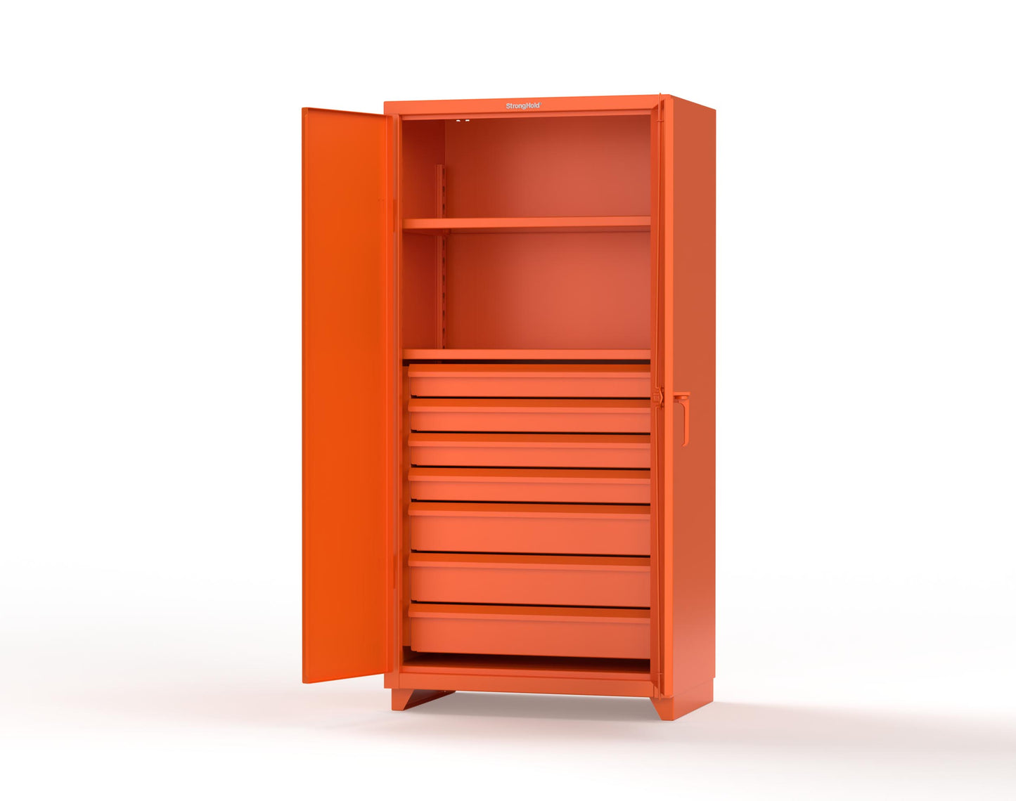 Extra Heavy Duty 14 GA Cabinet with 7 Drawers, 2 Shelves - 36 In. W x 24 In. D x 75 In. H - 36-242-7DB-L-2009
