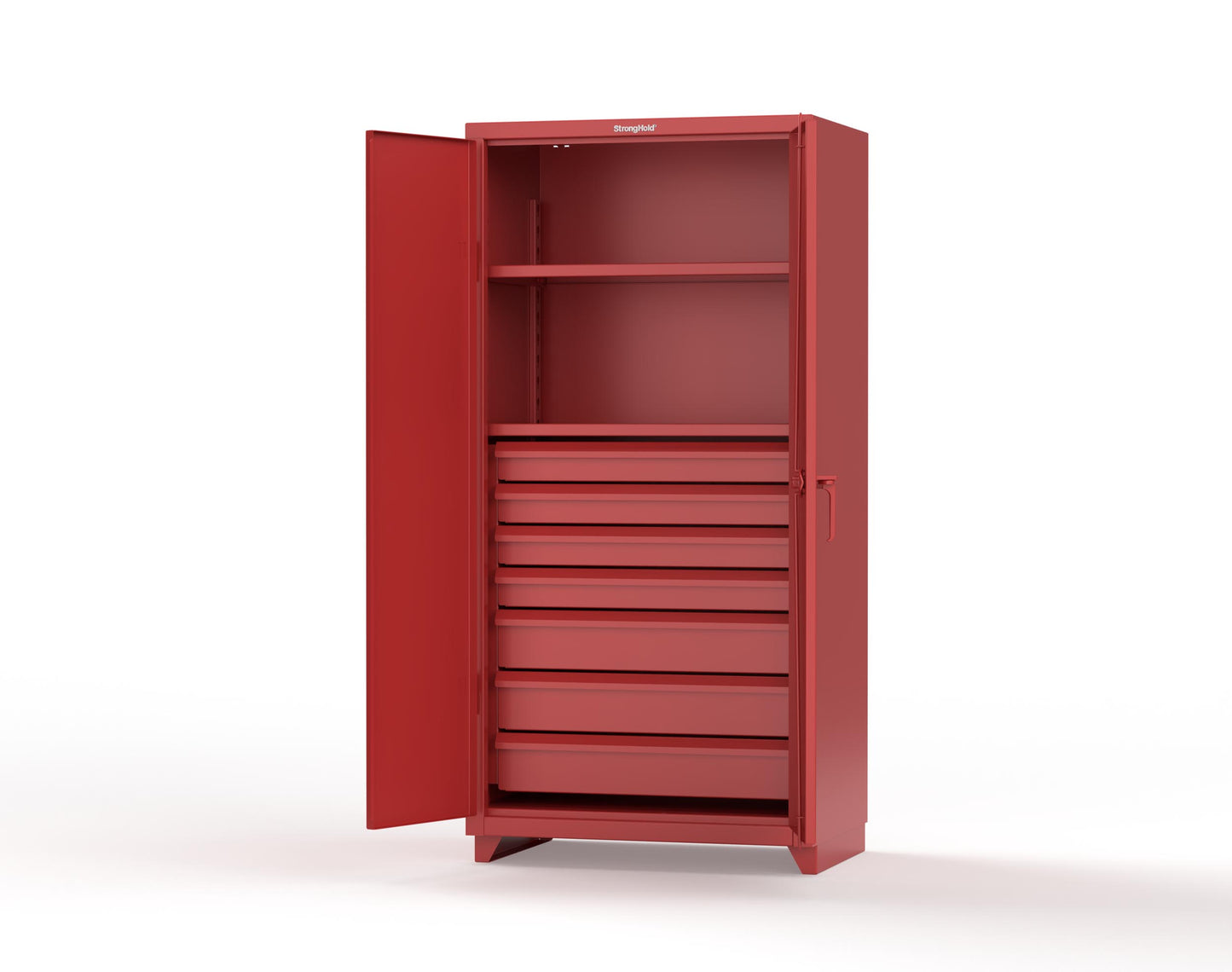 Extra Heavy Duty 14 GA Cabinet with 7 Drawers, 2 Shelves - 36 In. W x 24 In. D x 75 In. H - 36-242-7DB-L-3001