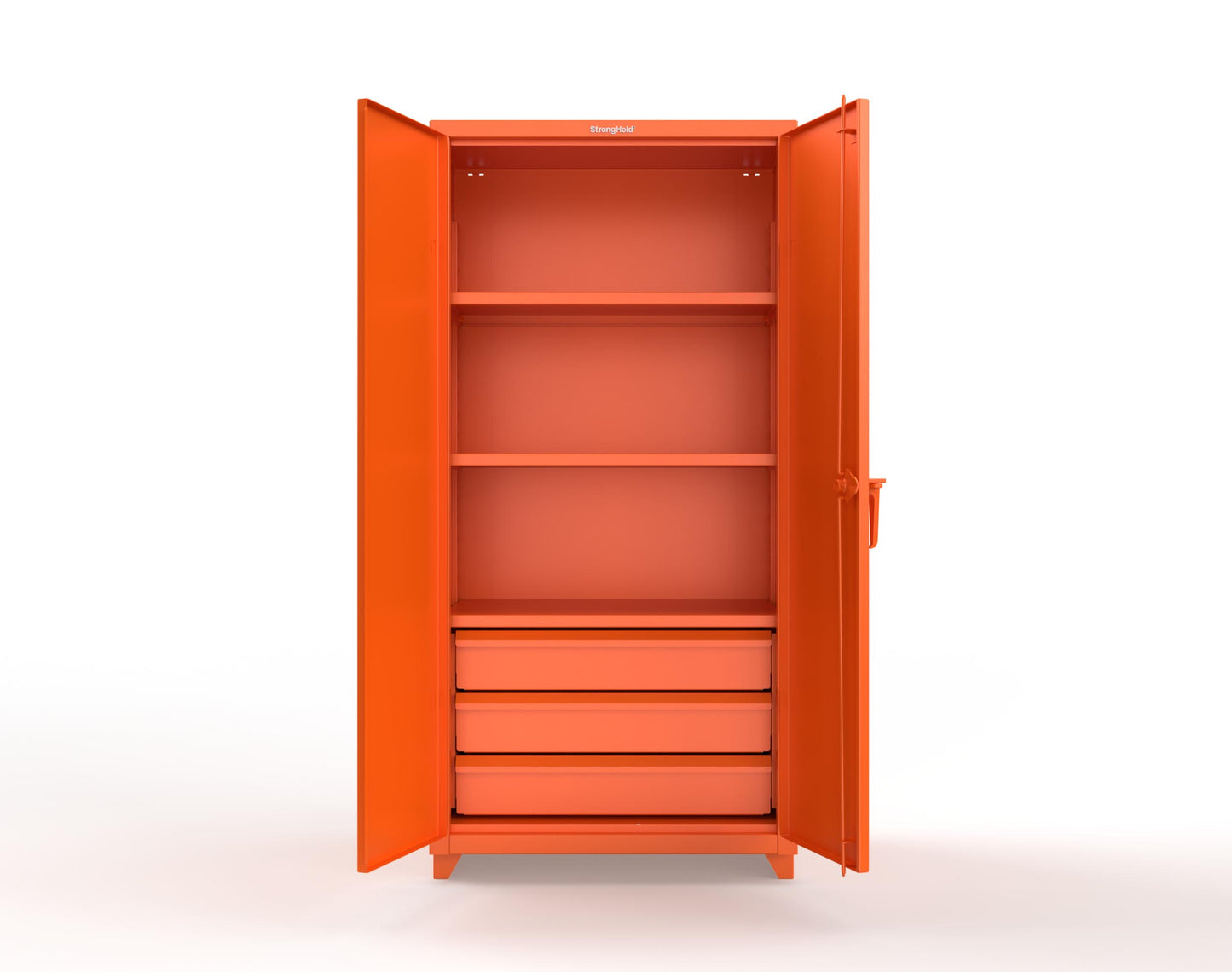 Extra Heavy Duty 14 GA Cabinet with 3 Drawers, 3 Shelves - 36 In. W x 24 In. D x 75 In. H - 36-243-3DB-L-2009
