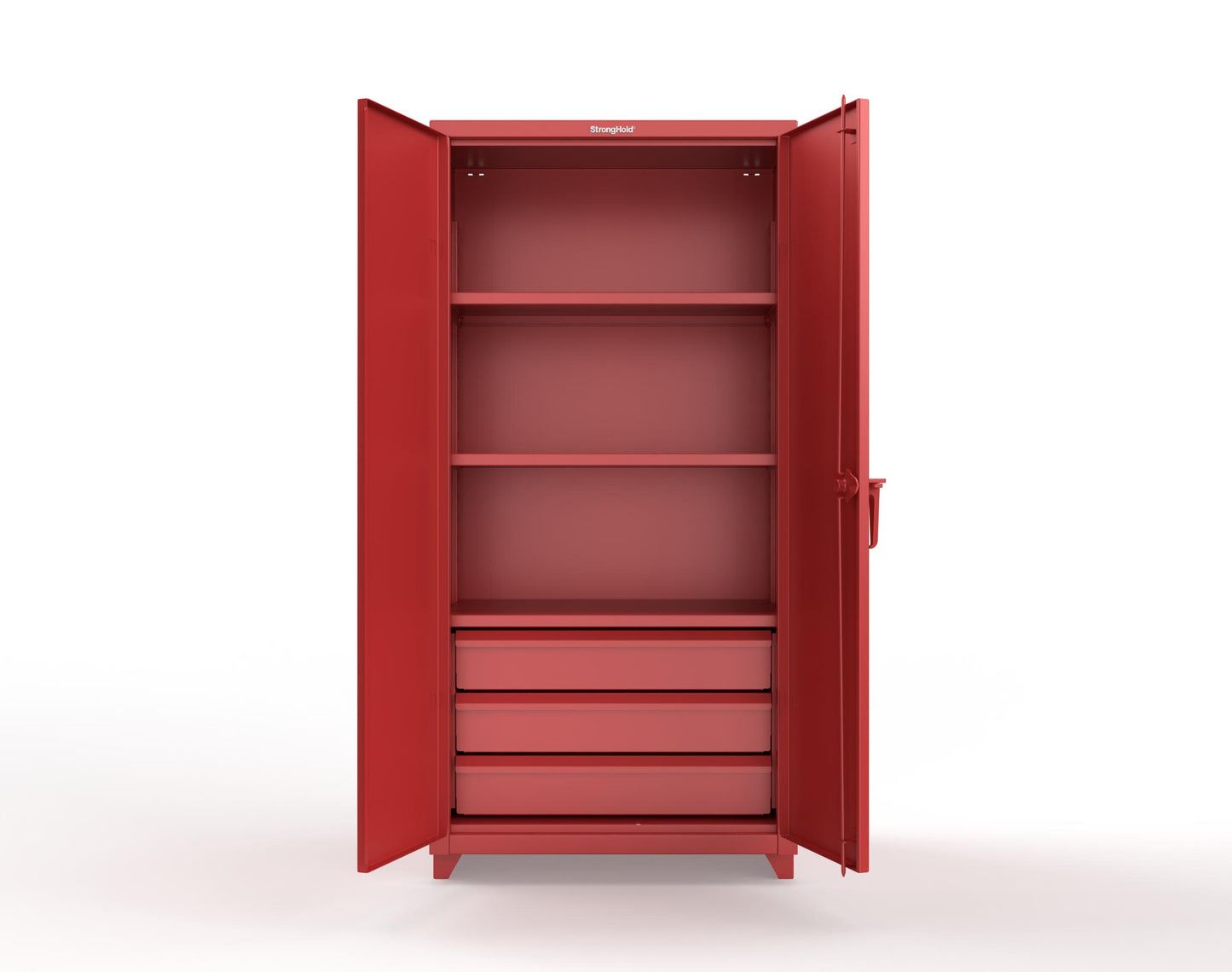 Extra Heavy Duty 14 GA Cabinet with 3 Drawers, 3 Shelves - 36 In. W x 24 In. D x 75 In. H - 36-243-3DB-L-3001