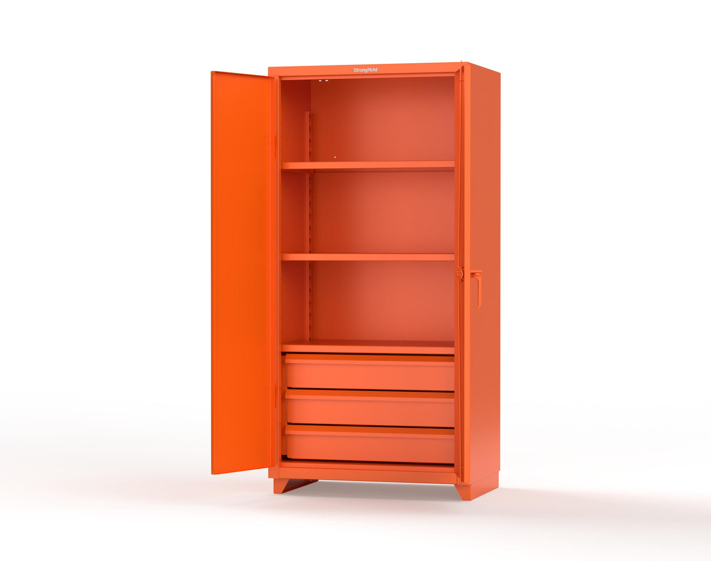 Extra Heavy Duty 14 GA Cabinet with 3 Drawers, 3 Shelves - 36 In. W x 24 In. D x 75 In. H - 36-243-3DB-L-2009