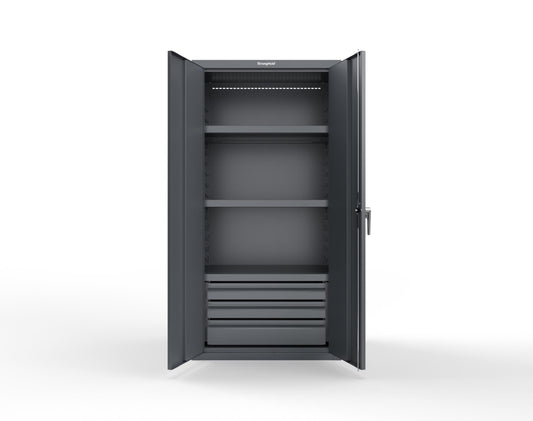 Heavy Duty 18 GA Cabinet with 3 Drawers and 3 Shelves - 36 in. W x 24 in. D x 72 in. H - 36-243-3DB-P-7024