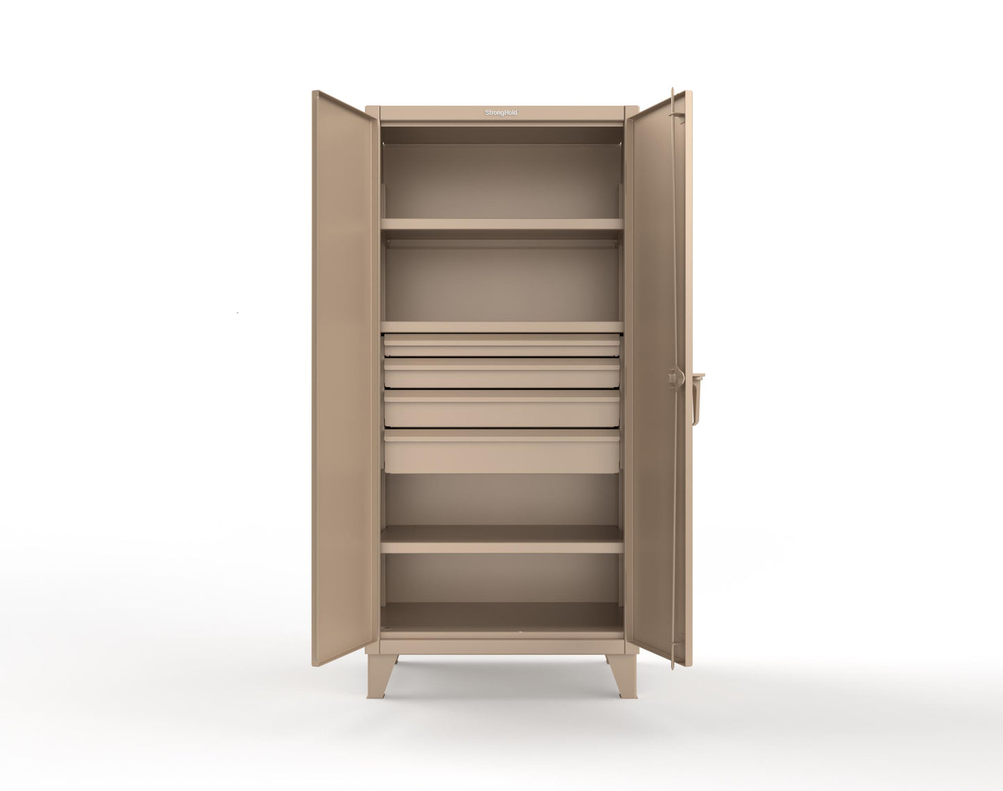 Extreme Duty 12 GA Cabinet with 4 Drawers, 3 Shelves - 36 In. W x 24 In. D x 78 In. H - 36-243-4DB-1019
