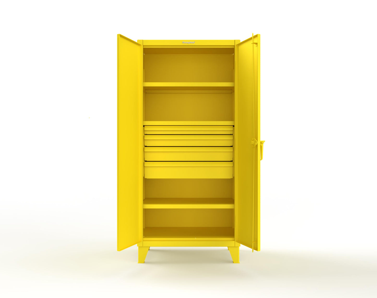 Extreme Duty 12 GA Cabinet with 4 Drawers, 3 Shelves - 36 In. W x 24 In. D x 78 In. H - 36-243-4DB-1021