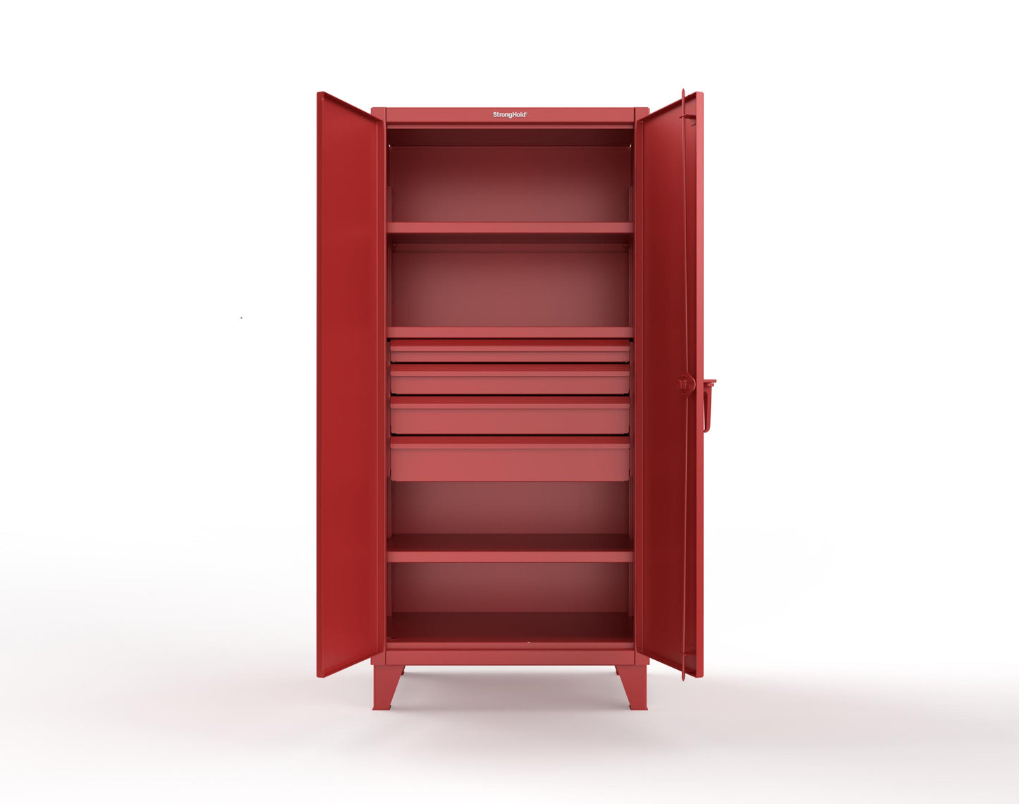 Extreme Duty 12 GA Cabinet with 4 Drawers, 3 Shelves - 36 In. W x 24 In. D x 78 In. H - 36-243-4DB-3001