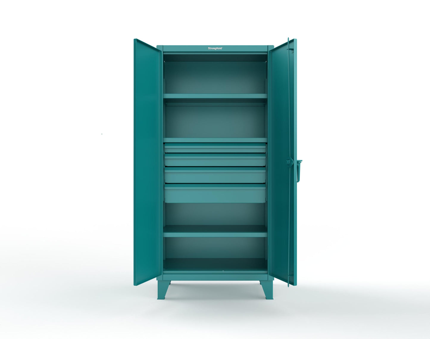 Extreme Duty 12 GA Cabinet with 4 Drawers, 3 Shelves - 36 In. W x 24 In. D x 78 In. H - 36-243-4DB-5021