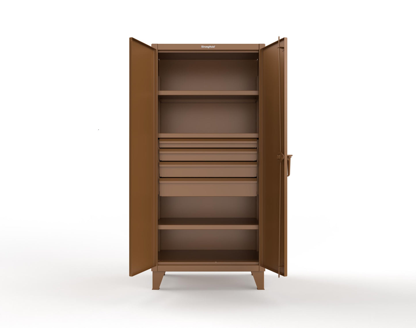 Extreme Duty 12 GA Cabinet with 4 Drawers, 3 Shelves - 36 In. W x 24 In. D x 78 In. H - 36-243-4DB-8008