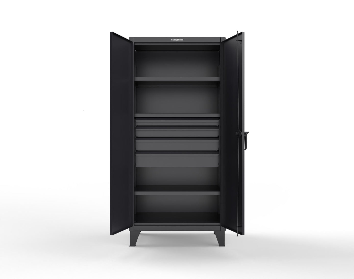 Extreme Duty 12 GA Cabinet with 4 Drawers, 3 Shelves - 36 In. W x 24 In. D x 78 In. H - 36-243-4DB-9005