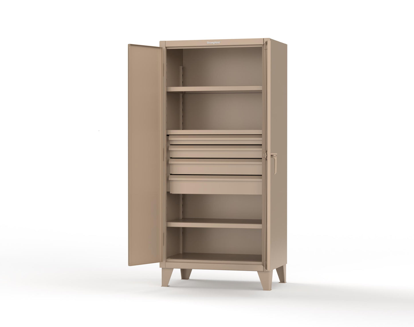 Extreme Duty 12 GA Cabinet with 4 Drawers, 3 Shelves - 36 In. W x 24 In. D x 78 In. H - 36-243-4DB-1019