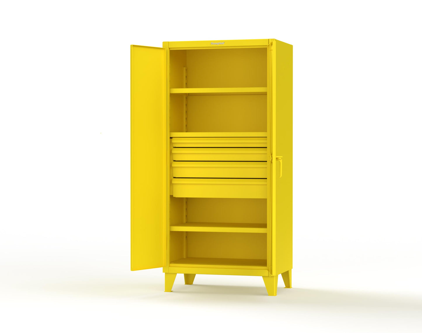 Extreme Duty 12 GA Cabinet with 4 Drawers, 3 Shelves - 36 In. W x 24 In. D x 78 In. H - 36-243-4DB-1021