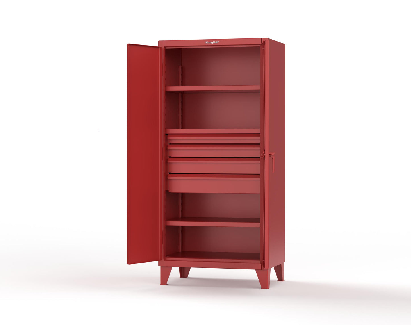 Extreme Duty 12 GA Cabinet with 4 Drawers, 3 Shelves - 36 In. W x 24 In. D x 78 In. H - 36-243-4DB-3001