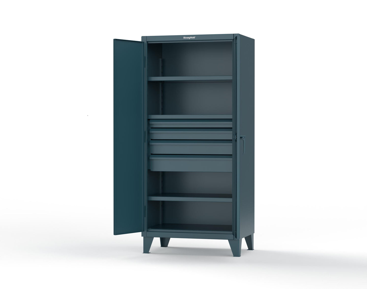 Extreme Duty 12 GA Cabinet with 4 Drawers, 3 Shelves - 36 In. W x 24 In. D x 78 In. H - 36-243-4DB-5001