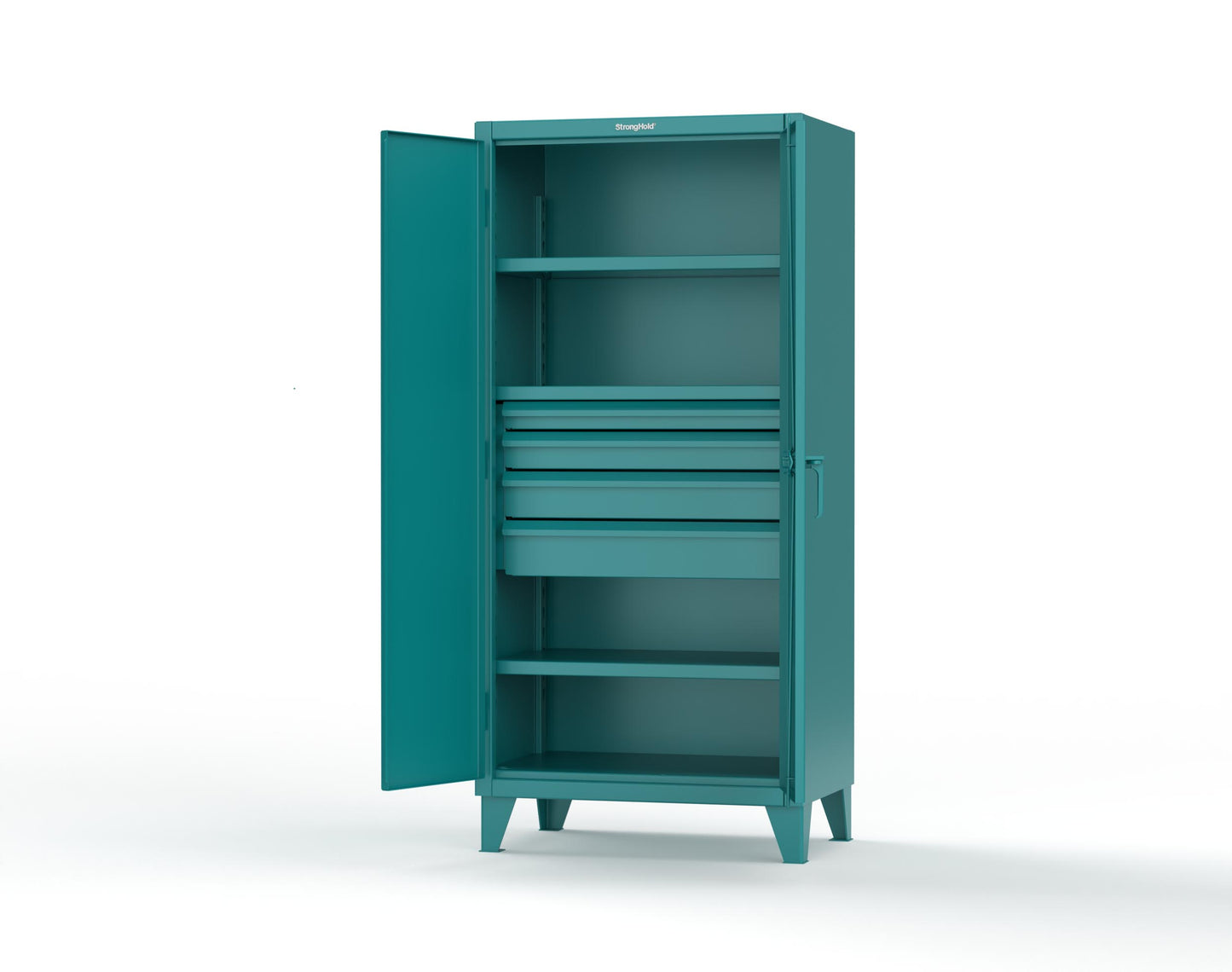 Extreme Duty 12 GA Cabinet with 4 Drawers, 3 Shelves - 36 In. W x 24 In. D x 78 In. H - 36-243-4DB-5021