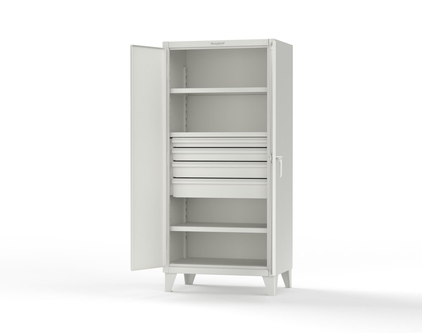 Extreme Duty 12 GA Cabinet with 4 Drawers, 3 Shelves - 36 In. W x 24 In. D x 78 In. H - 36-243-4DB-9003
