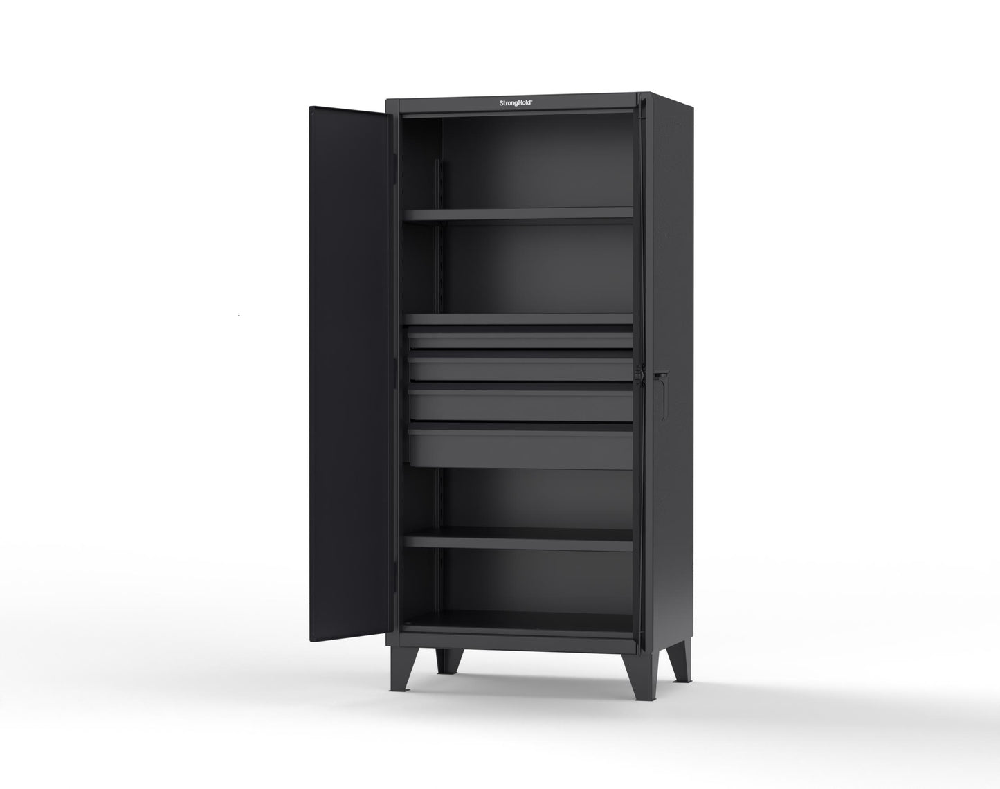 Extreme Duty 12 GA Cabinet with 4 Drawers, 3 Shelves - 36 In. W x 24 In. D x 78 In. H - 36-243-4DB-9005