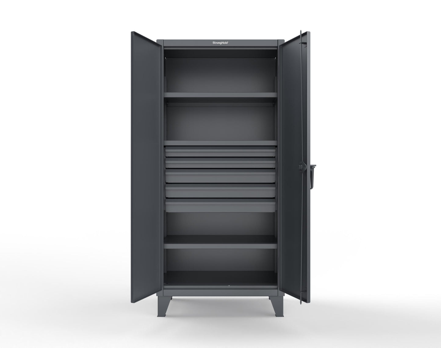 Extreme Duty 12 GA Cabinet with 5 Drawers, 3 Shelves - 36 In. W x 24 In. D x 78 In. H - 36-243-5DB-7024