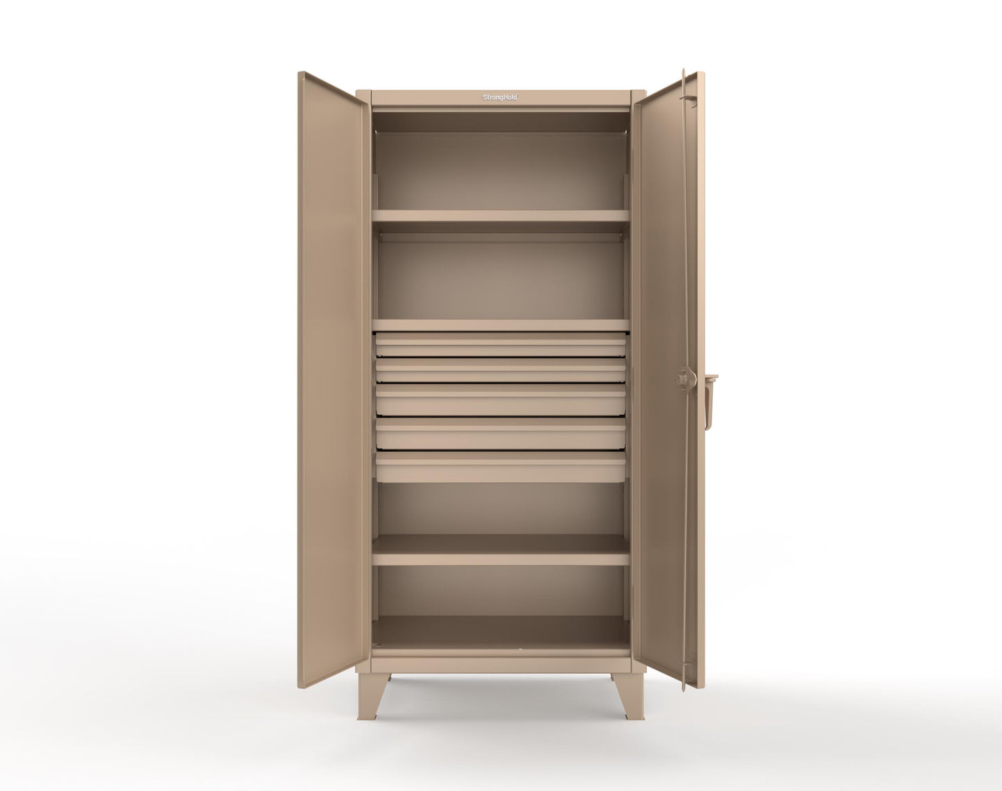 Extreme Duty 12 GA Cabinet with 5 Drawers, 3 Shelves - 36 In. W x 24 In. D x 78 In. H - 36-243-5DB-1019