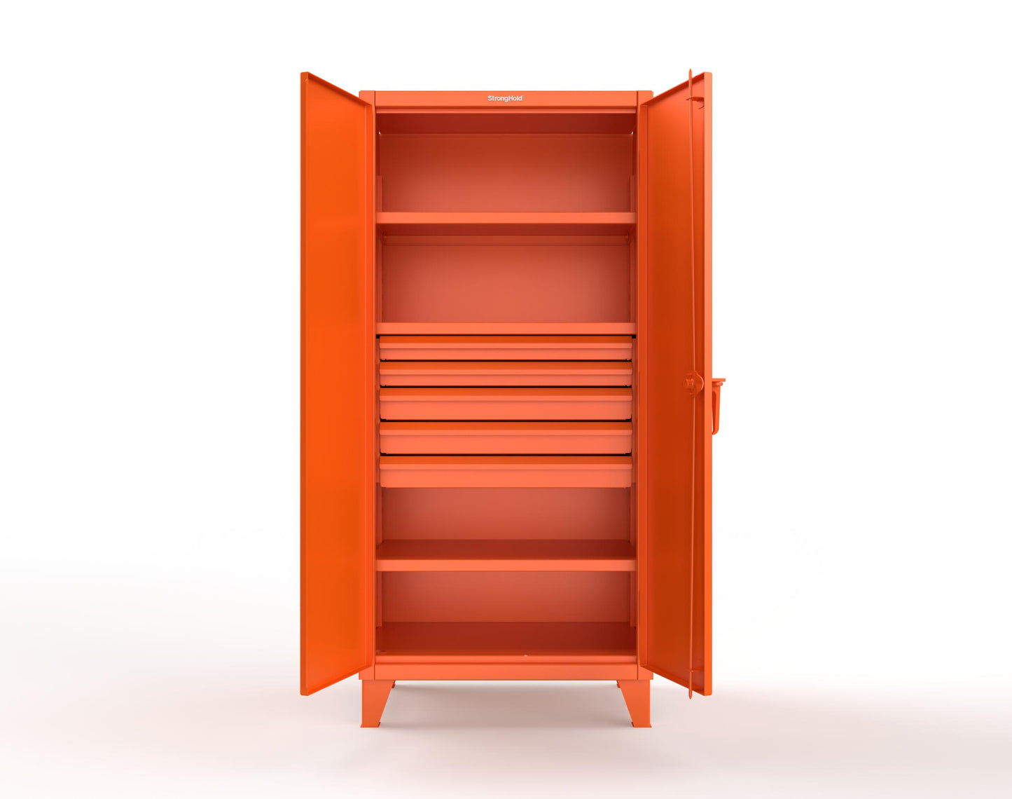 Extreme Duty 12 GA Cabinet with 5 Drawers, 3 Shelves - 36 In. W x 24 In. D x 78 In. H - 36-243-5DB-2009