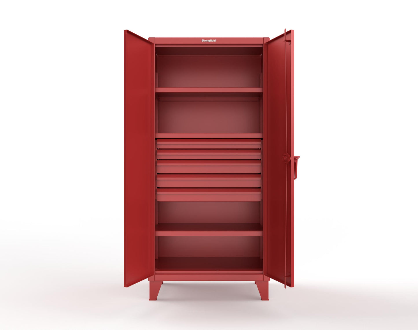 Extreme Duty 12 GA Cabinet with 5 Drawers, 3 Shelves - 36 In. W x 24 In. D x 78 In. H - 36-243-5DB-3001