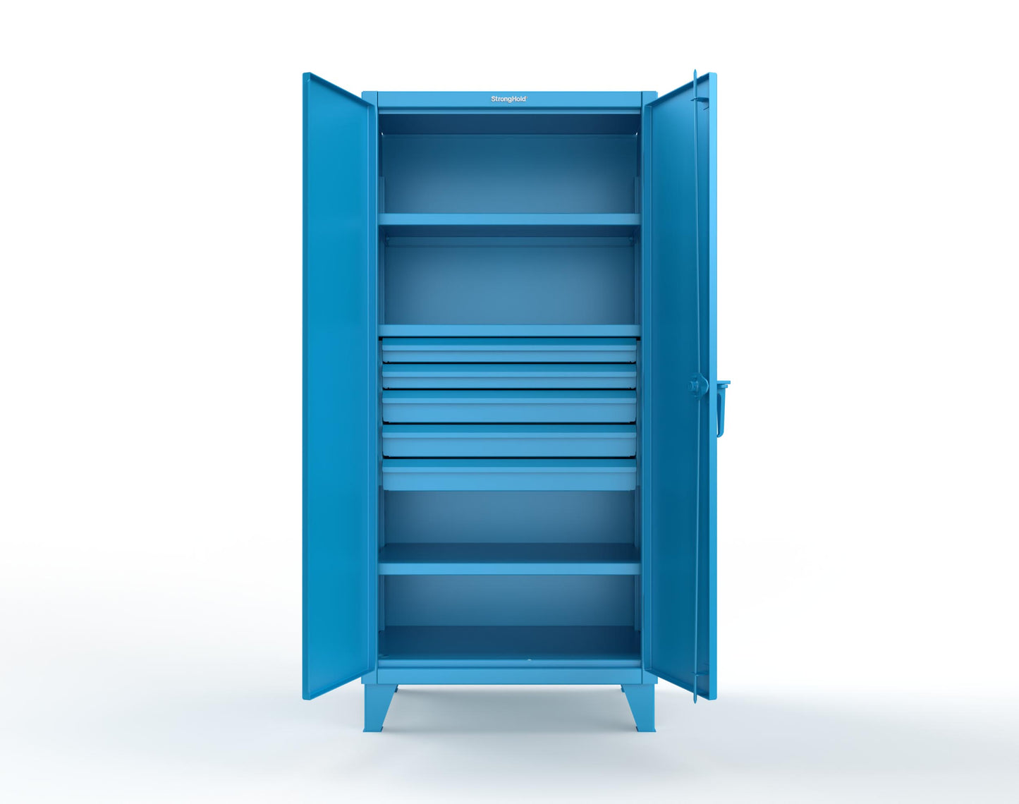 Extreme Duty 12 GA Cabinet with 5 Drawers, 3 Shelves - 36 In. W x 24 In. D x 78 In. H - 36-243-5DB-5012