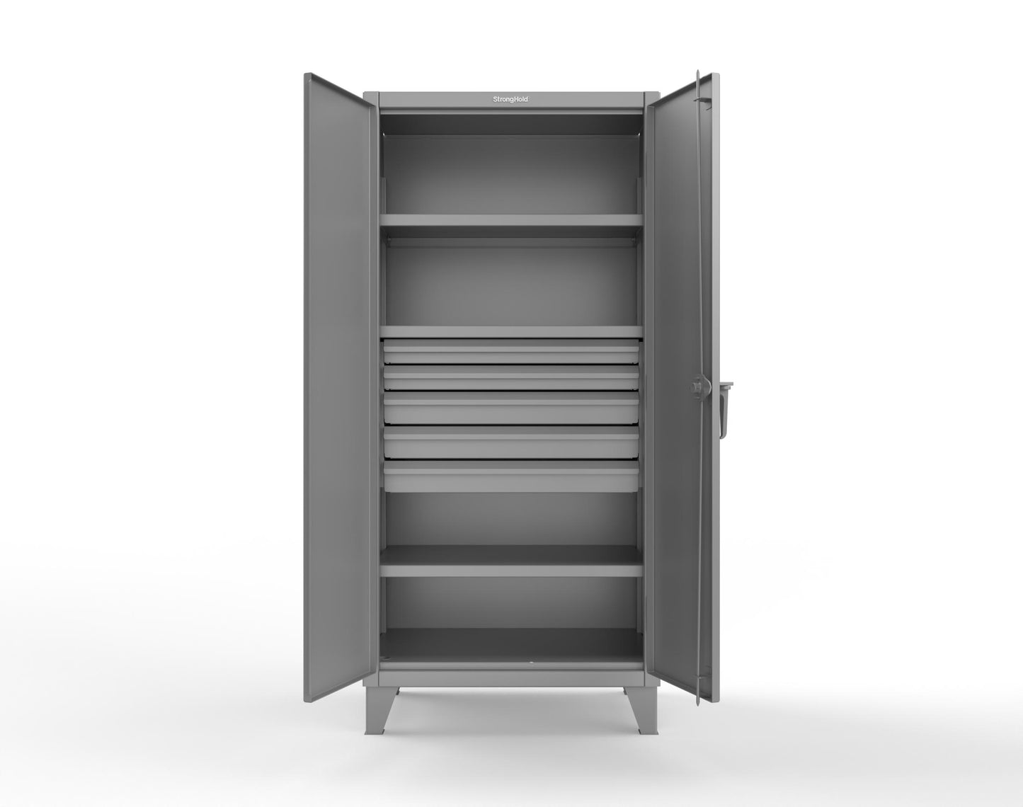 Extreme Duty 12 GA Cabinet with 5 Drawers, 3 Shelves - 36 In. W x 24 In. D x 78 In. H - 36-243-5DB-7037