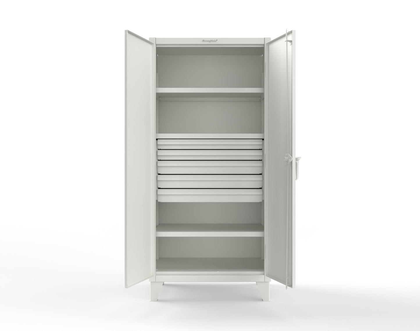 Extreme Duty 12 GA Cabinet with 5 Drawers, 3 Shelves - 36 In. W x 24 In. D x 78 In. H - 36-243-5DB-9003